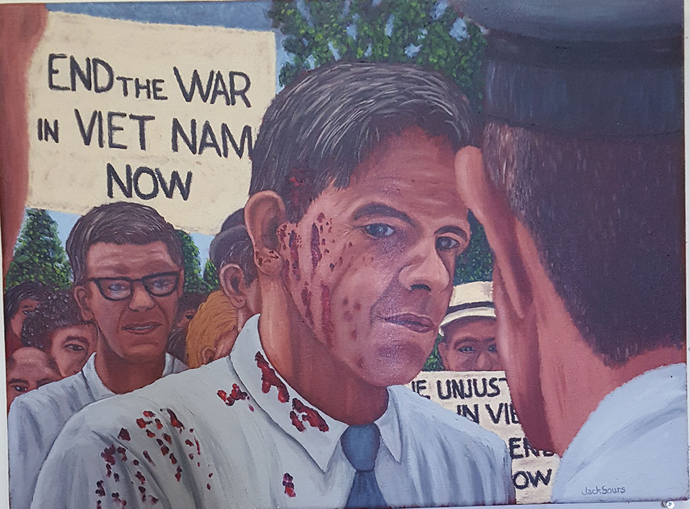 painting titled “I did not realize this is not a free speech zone”