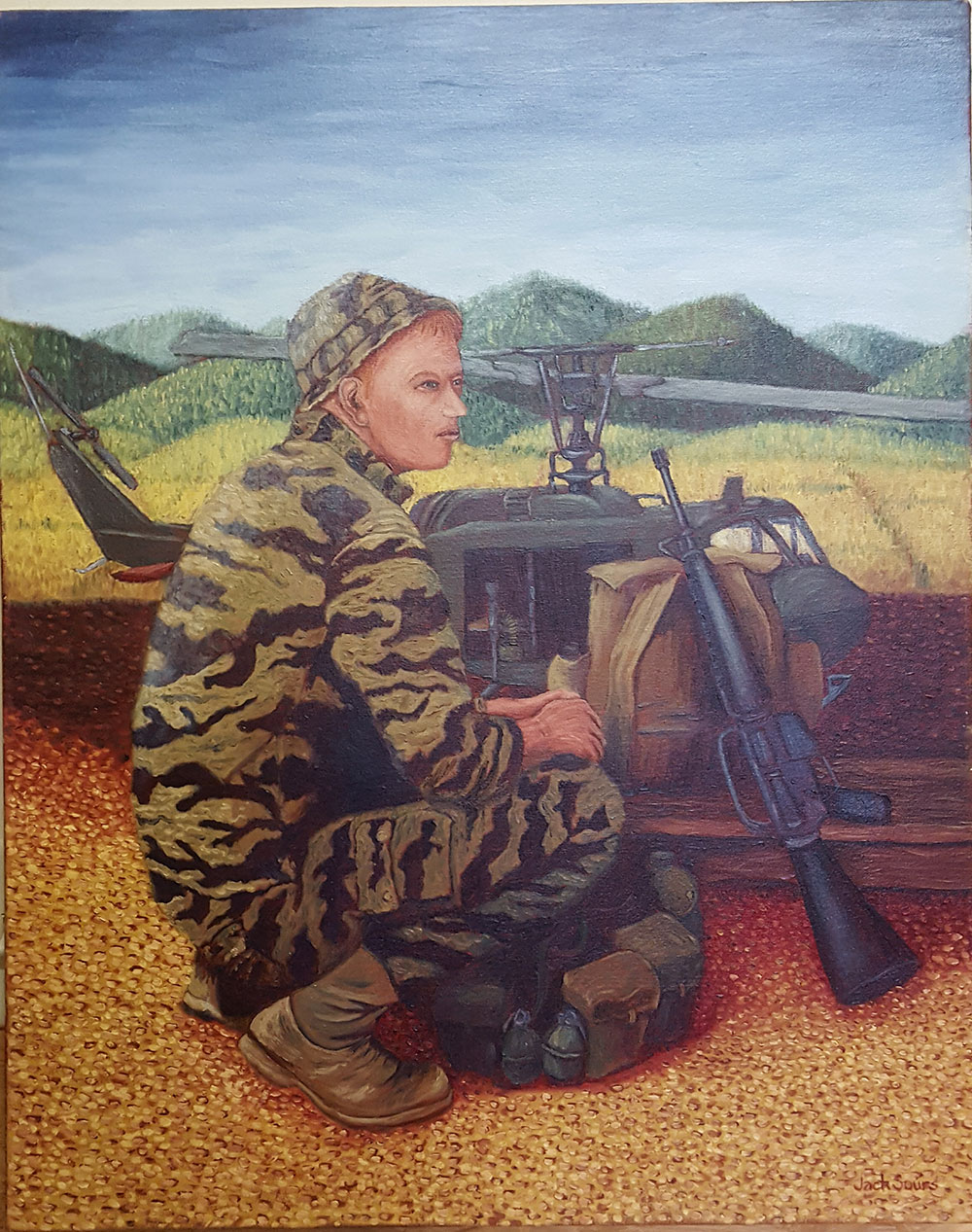 Painting titled “Sgt. John A. Sours, Reluctant Warrior”