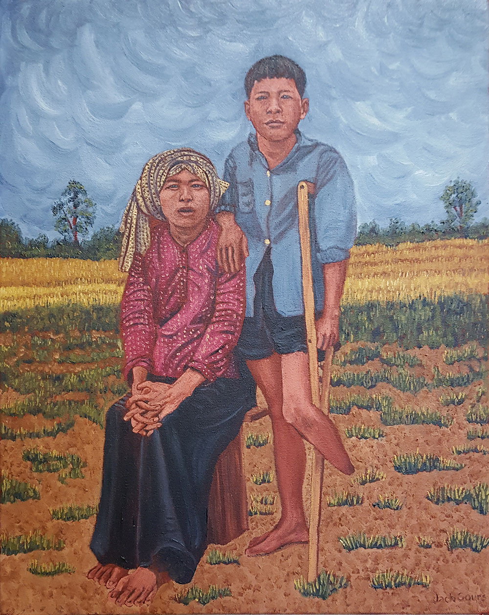 painting titled “Mother and Child injured in War”
