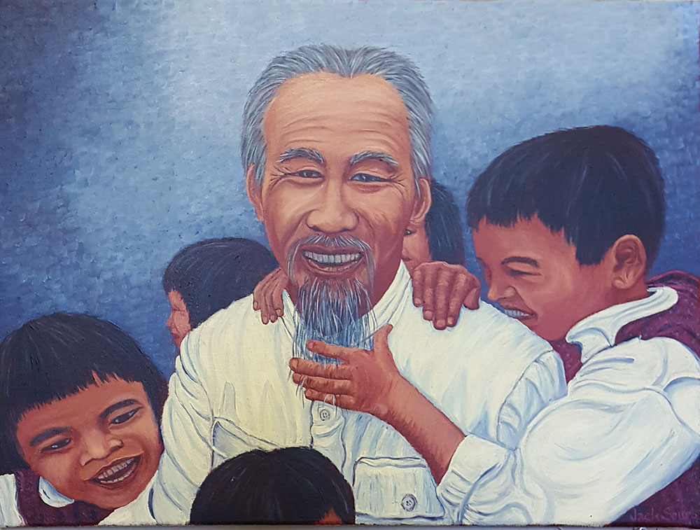 Ho Chi Minh surrounded by children